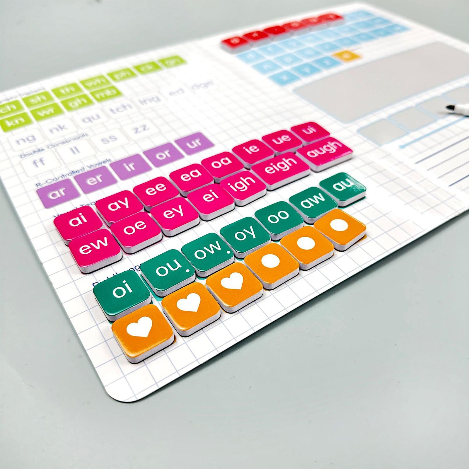 Kids Educational Resources - ตัวอักษรแม่เหล็กสำหรับการเรียนรู้การออกเสียงและการสะกดคำ ชุดการศึกษาแบบโต้ตอบเพื่อการเรียนรู้การอ่าน เกมการออกเสียงสำหรับเด็กผู้ชาย