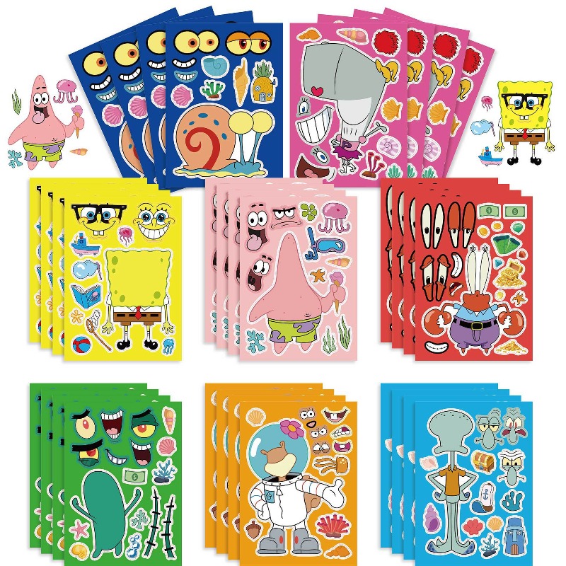Kids Educational Resources - สปอนจ์บ็อบ สแควร์แพนท์ส จิ๊กซอว์ปริศนาแบบอินเทอร์แอคทีฟเพื่อการศึกษา ของเล่นประกอบเองเพื่อพัฒนาสติปัญญาสำหรับเวลาว่าง