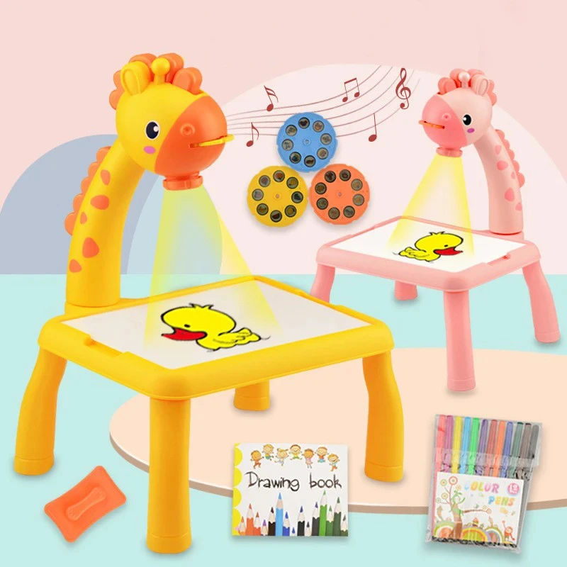 Kids Education Table - เด็ก LED โปรเจคเตอร์ Art Drawing ตารางกระดานวาดภาพของเล่นเด็ก